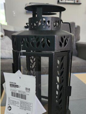 ENRUM 605.263.54/60526354  Lantern for candle, indoor/outdoor, black, 11 "